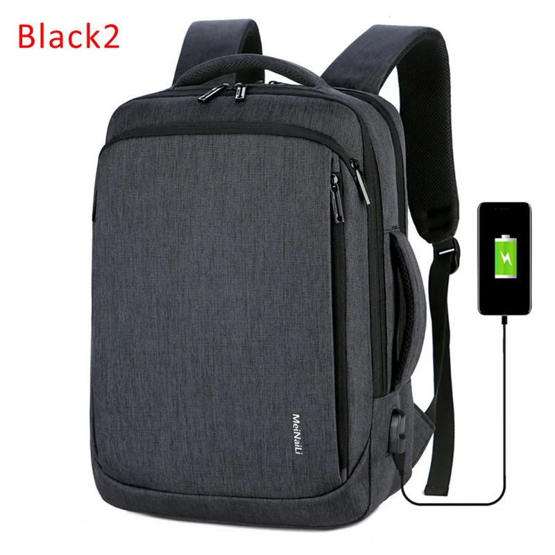 Black3 WENYUJH, рюкзак для путешествий с usb зарядкой, Противоугонный, для женщин и мужчин, для путешествий и работы, водонепроницаемый рюкзак для ноутбука, школьная сумка на плечо - Цвет: Black3
