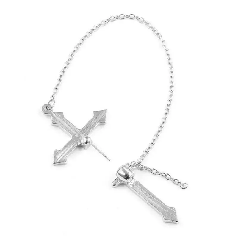 

1Pc Punk Hip Hop Jewelry Spike Cross Ear Cuff Wrap Long Chain Piercing Earring Y4QB