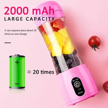 

400ml Portable Juice Blender USB Juicer Cup Multi-function Fruit Mixer 6 Blade Mixing Machine Smoothies Mini Juice Making Cup