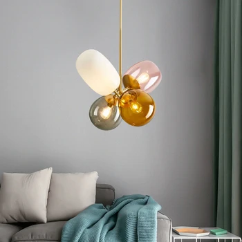 

Creative Nordic LED Glass decoration chandelier lighting living room fixtures cafe hanging lights bedroom pendant lamp YHJ011103