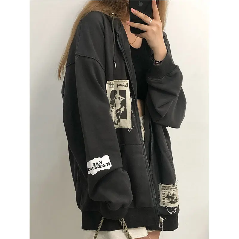 Blusa feminina com capuz Y2K anime Harajuku japonês Kawaii Emo Grunge  Estética Escura Academia Novidade Roupas, Preto, roxo, XXG