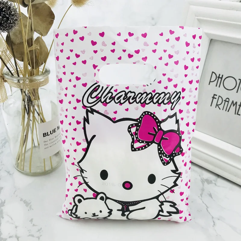 Cute Cat Более леопардовым узором ювелирные изделия Пластик сумка с ручками 15x20 см подарок на свадьбу из бутика подарочная упаковка Пластик с ручкой - Цвет: Cute Cat