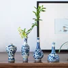 Jingdezhen Chinese blue and white Japanese Zen ceramic tabletop vase flower vase hand-painted decorative ornament gift 1