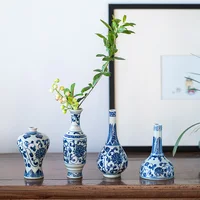 Jingdezhen Chinese blue and white Japanese Zen ceramic tabletop vase flower vase hand-painted decorative ornament gift 1