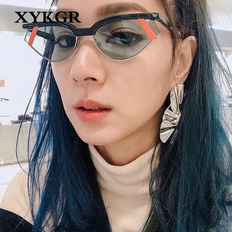 XYKGR новые модные очки-половинки солнцезащитные очки тренд личности маленькая оправа морские линзы женские солнцезащитные очки UV400 ретро мужские очки