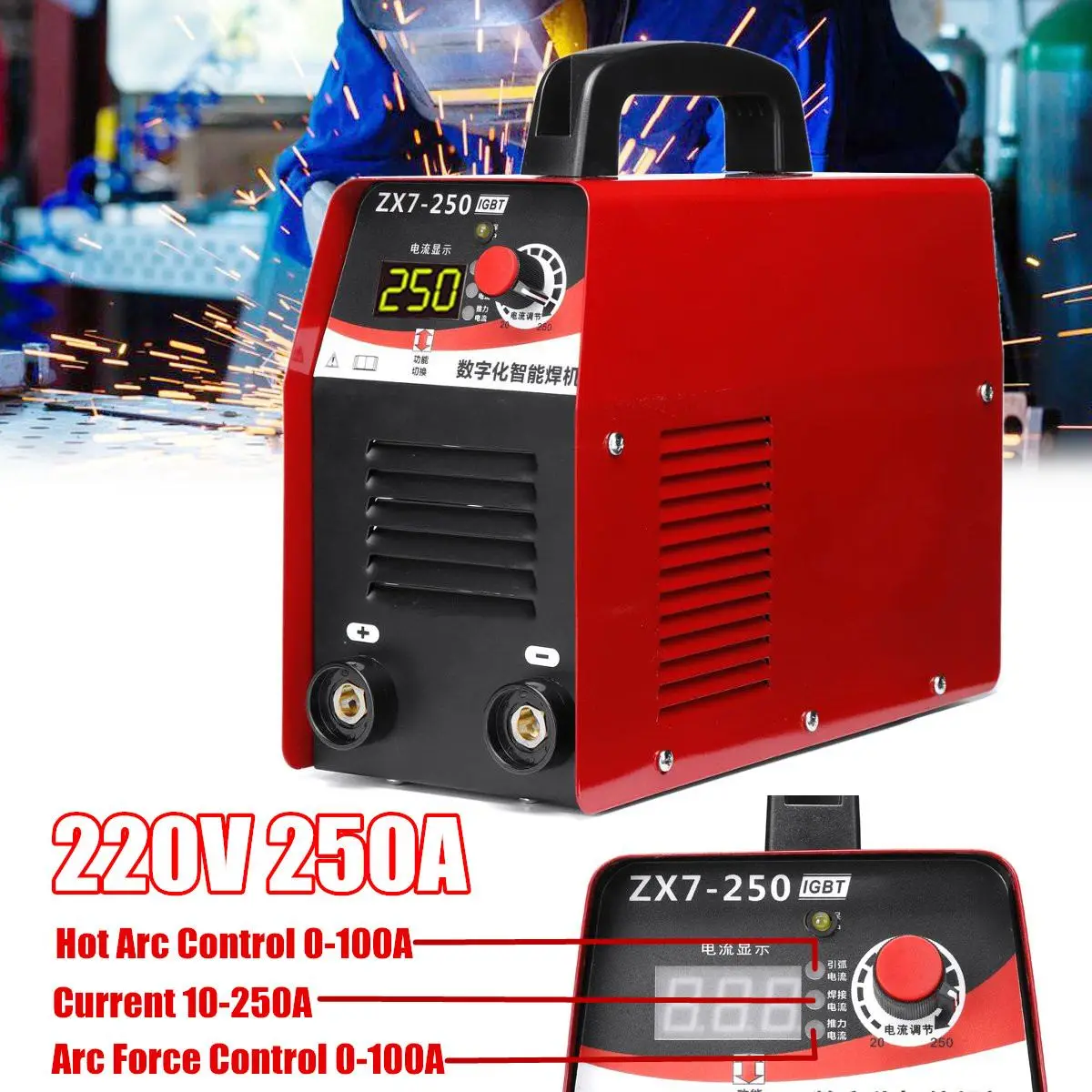 

2019 New Arrival 220V 9500W 10-250A LCD Display Arc Electric Welding Machine IGBT Inverter MMA Welders For Welding Working