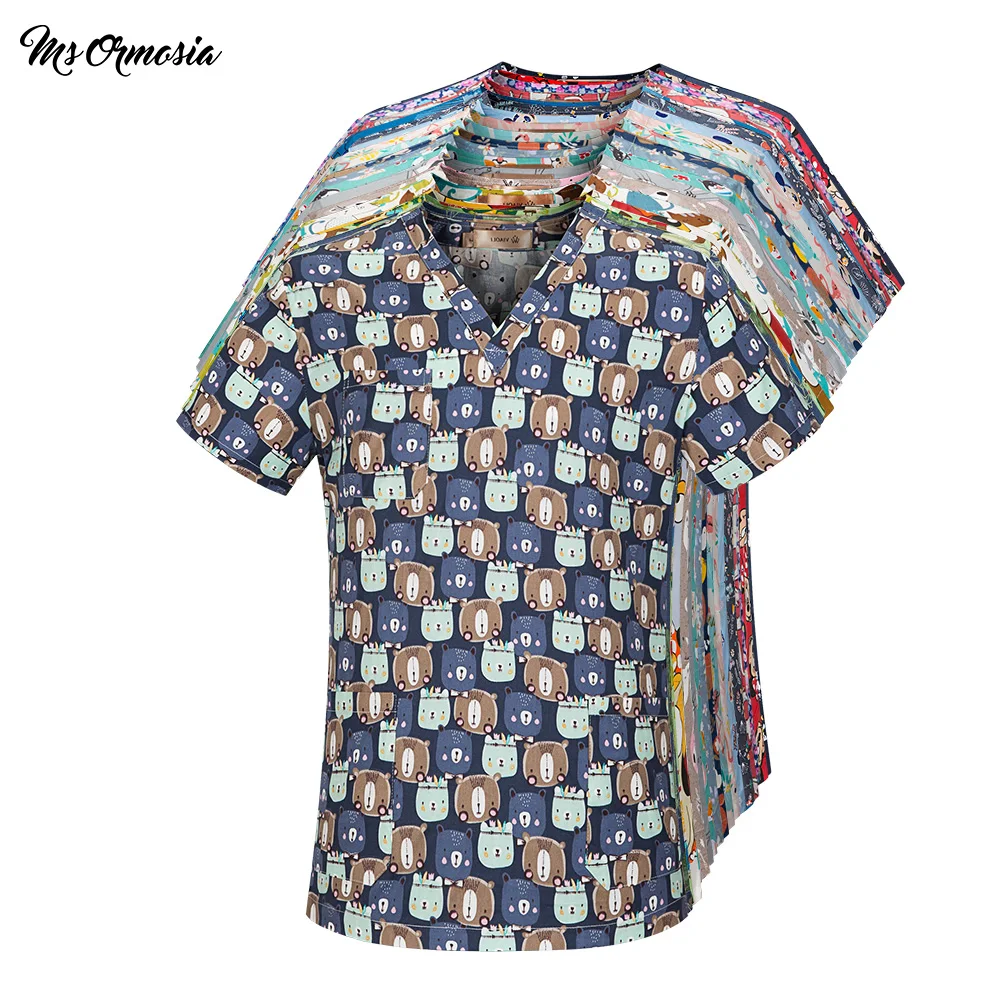 

new Cotton Cartoon cute bear scrubs uniform Beauty Salon Nursing Uniform Laboratory Pet Shop Scrub Uniform Workwear spa uniform