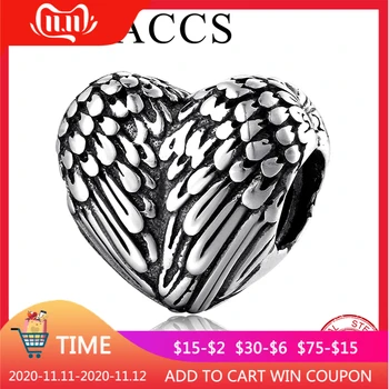 

2019 New heart Guardian wing shape 925 Sterling Silver DIY gift fine Metal beads Jewelry Fit Original European Charms Bracelet