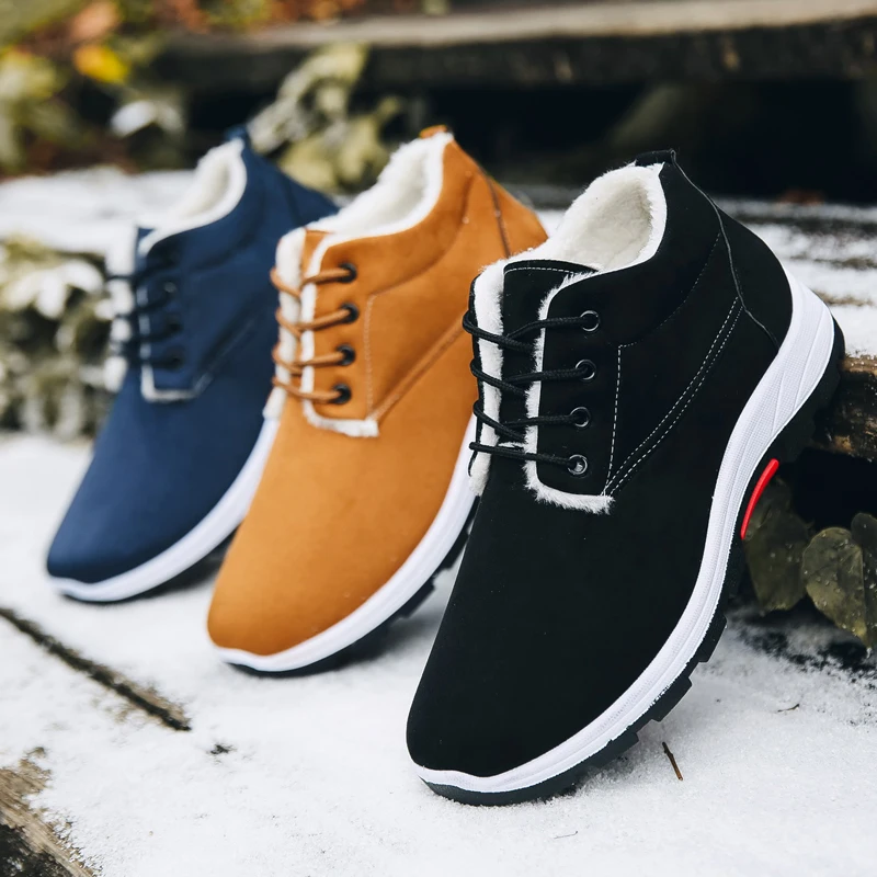 

Men ankle Boots Fashion High-top Suede Leather Shoes Autumn Winter plush warm snow Boots Men outdoor fashion Martin Boots men