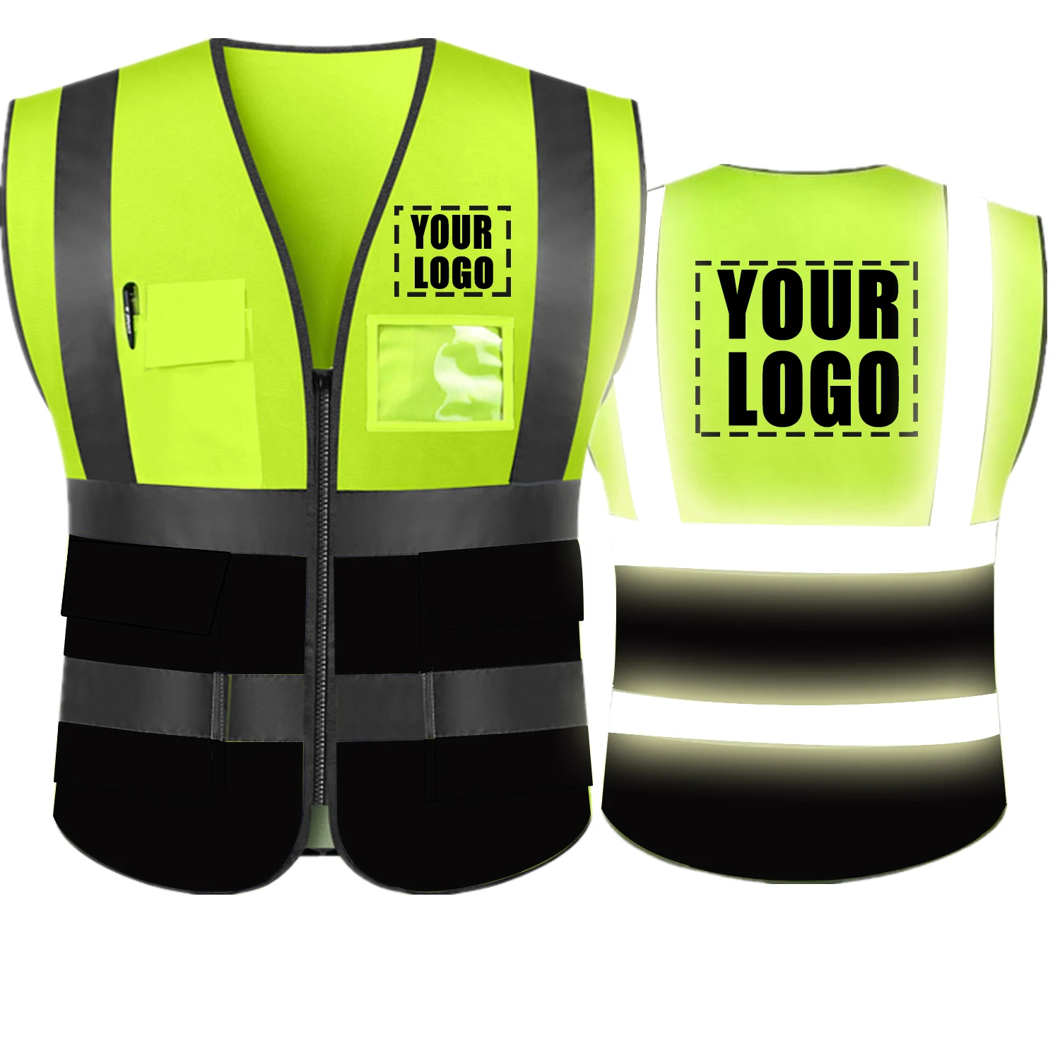 Reflective safety vest Custom your text logo high visibility security reflective vest personalized construction traffic outdoor safety cycling wear