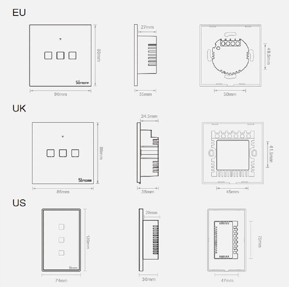 SONOFF сенсорный настенный переключатель EU/US Wifi 1 банда Сенсорная панель eWelink пульт дистанционного управления Модуль Автоматизации умного дома Alexa Google Home