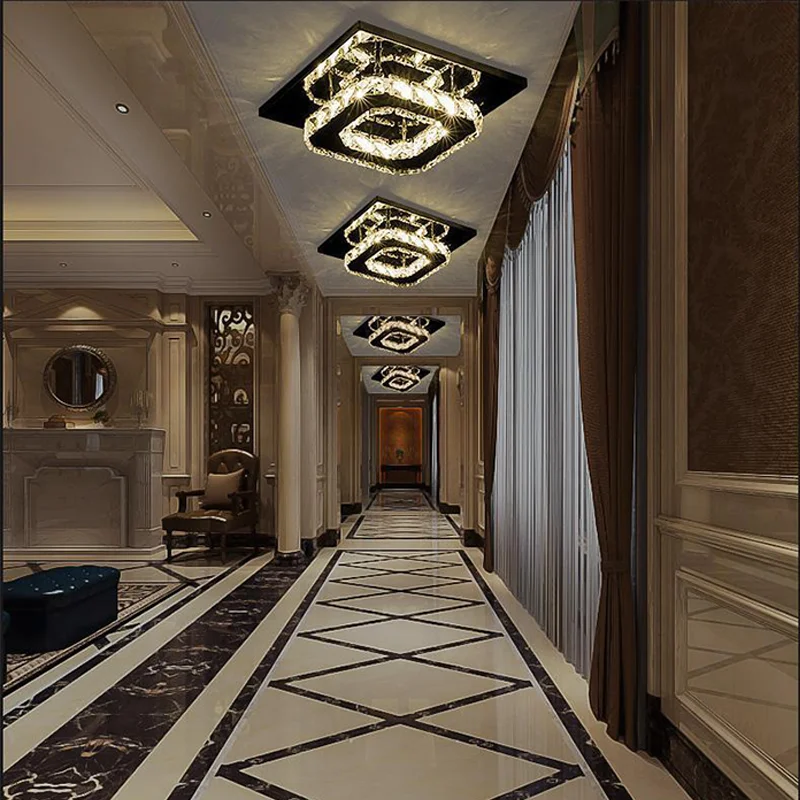 LED Square Crystal Ceiling Lamp Modern Indoor Lighting 12W Aisle Corridor LED Ceiling Light Home Decoration for Living Room • Colma.do™ • 2023 •