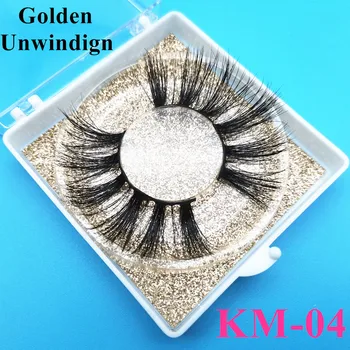 

Golden Unwinding KM-04 25mm long 3d mink lashes bulk false+eyelash Long-Thick real mink fur eyelashes boxes vendor