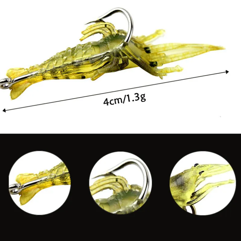 FLYSAND Shrimp Lure with Hooks Luminous Soft Fishing Lures Shrimp