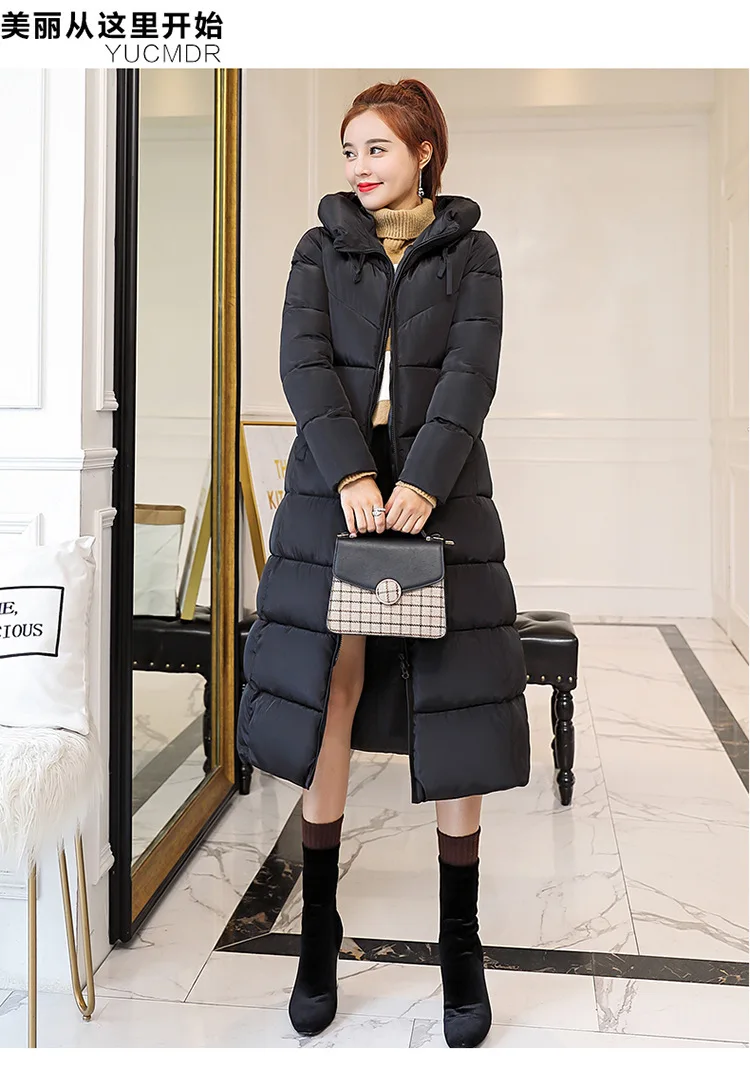 Зимнее пуховое пальто с капюшоном, куртка размера плюс, длинная толстая теплая Женская куртка, Casaco Feminino Abrigos Mujer Invierno, Студенческая стеганая парка 13