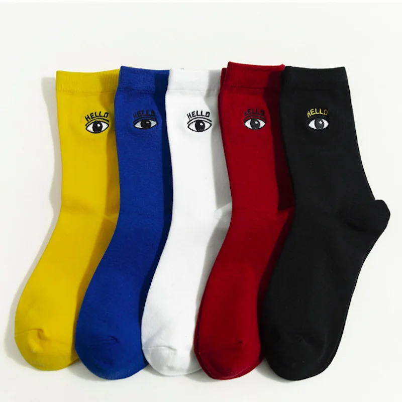 Бесплатная доставка Ne w женские хлопчатобумажные носки Длинные с глазами Hello