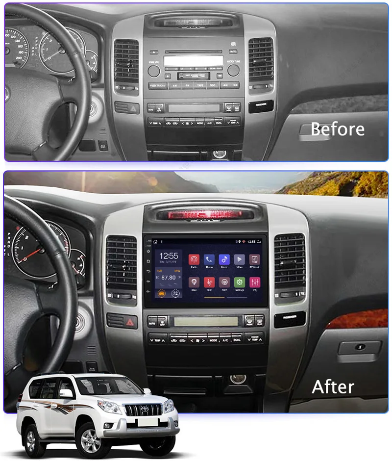 Top Car Radio Multimedia no 2 din android 8.1 Video Player Navigation GPS For Toyota LAND CRUISER Prado 120 2003-2009 2