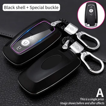 Carbon Fiber Car Smart Key Cover Case Fob Ford Fusion Mustang Explorer F150 F250 F350 Ranger Mondeo Protect Shell Accessories