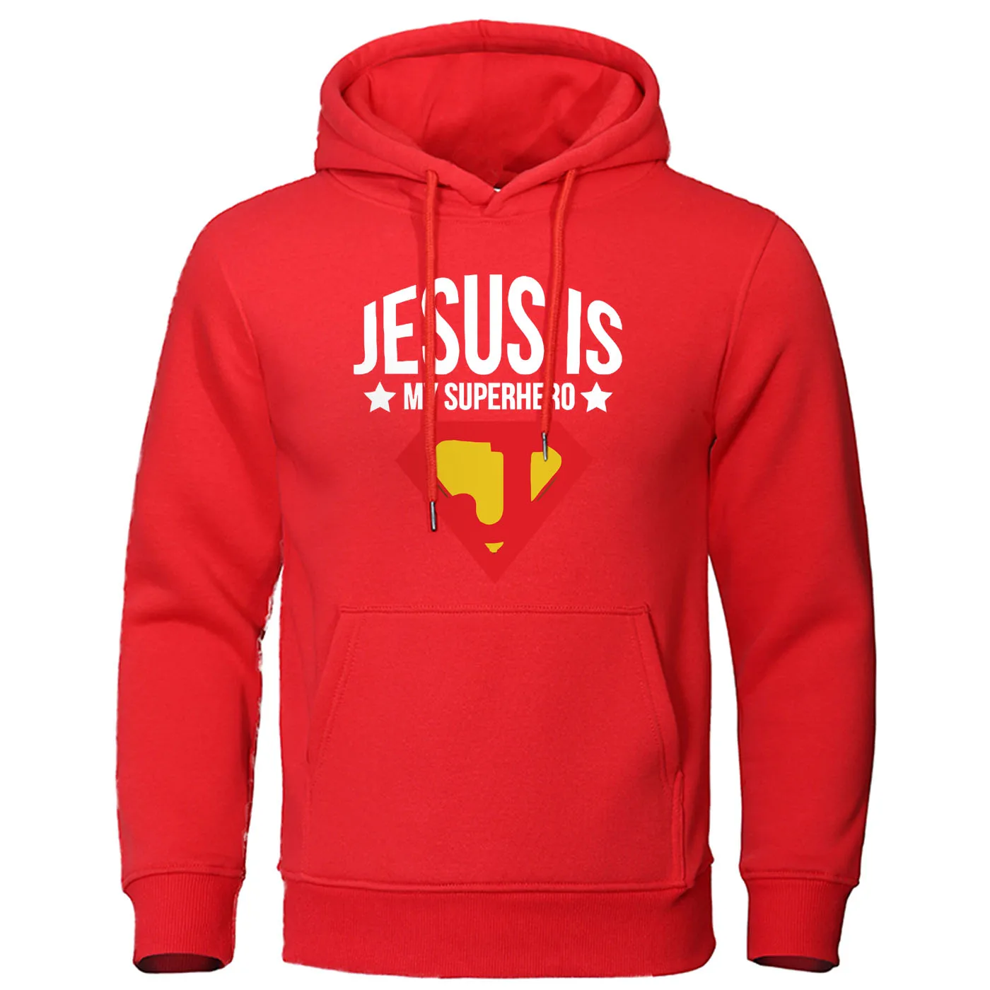 Jesus is my superhero, Забавный принт, мужская толстовка с капюшоном, Осень-зима, Флисовая теплая мужская толстовка с капюшоном, Harajuku, Мужская Уличная одежда - Цвет: red 6