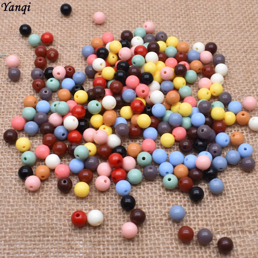 Colorful Acrylic Beads Heart Star Oval Square Spacer Beads For Jewelry Making Findings Women Children DIY Children's beaded toy - Цвет: 7-8mm-100pcs