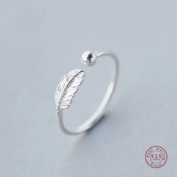 

Adjustable 100% Authentic 925 Sterling Silver Jewelry Cute Feather Personality Rings for Women Party Elegant Accessories anillos