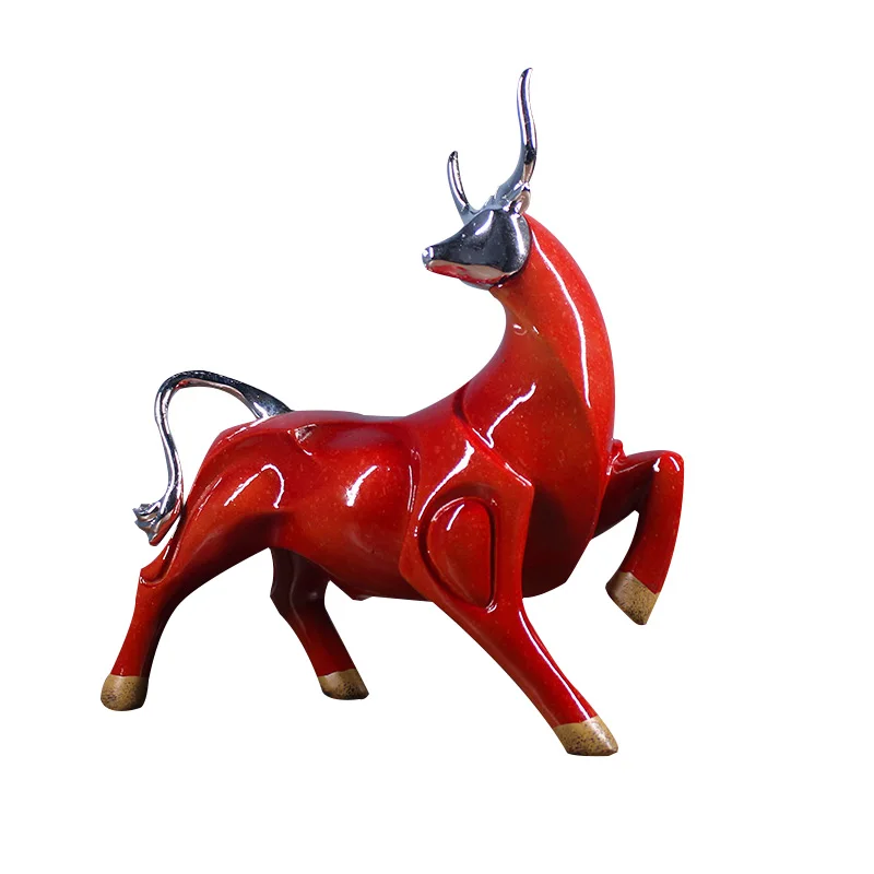 

LovelyDuo Small Size Elegant Cattle Aesthetic Red Bull Resin Ornaments Home/Office Desktop Decoration Minimalist Best Gift