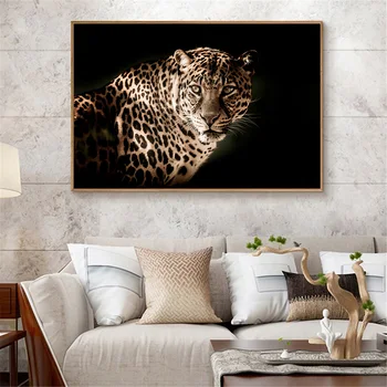 

African Art Canvas Prints Painting Leopards Poster Wild Animal Pictures Nordic Black and White Canvas Art Wall Mural Decoration