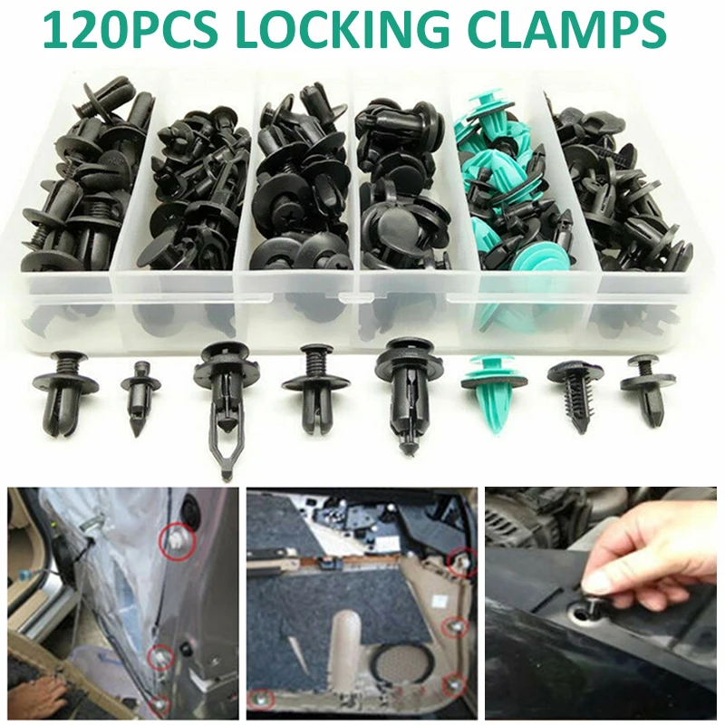 120pcs 8 Size Car Trim Clips Push Pin Rivet Bumper Door Panel Retainer
