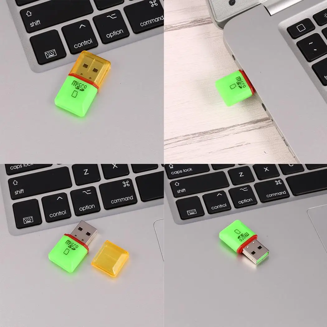 Портативный мини USB 2,0 High Speed Micro SD TF памяти светло-зеленый, синий кард-ридер