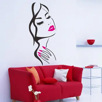 Billige Schöne Mädchen Gesicht Wand Aufkleber Schönheit Salon Wand Aufkleber Hand Maniküre Nagel Salon Kunst Poster Hause Dekoration