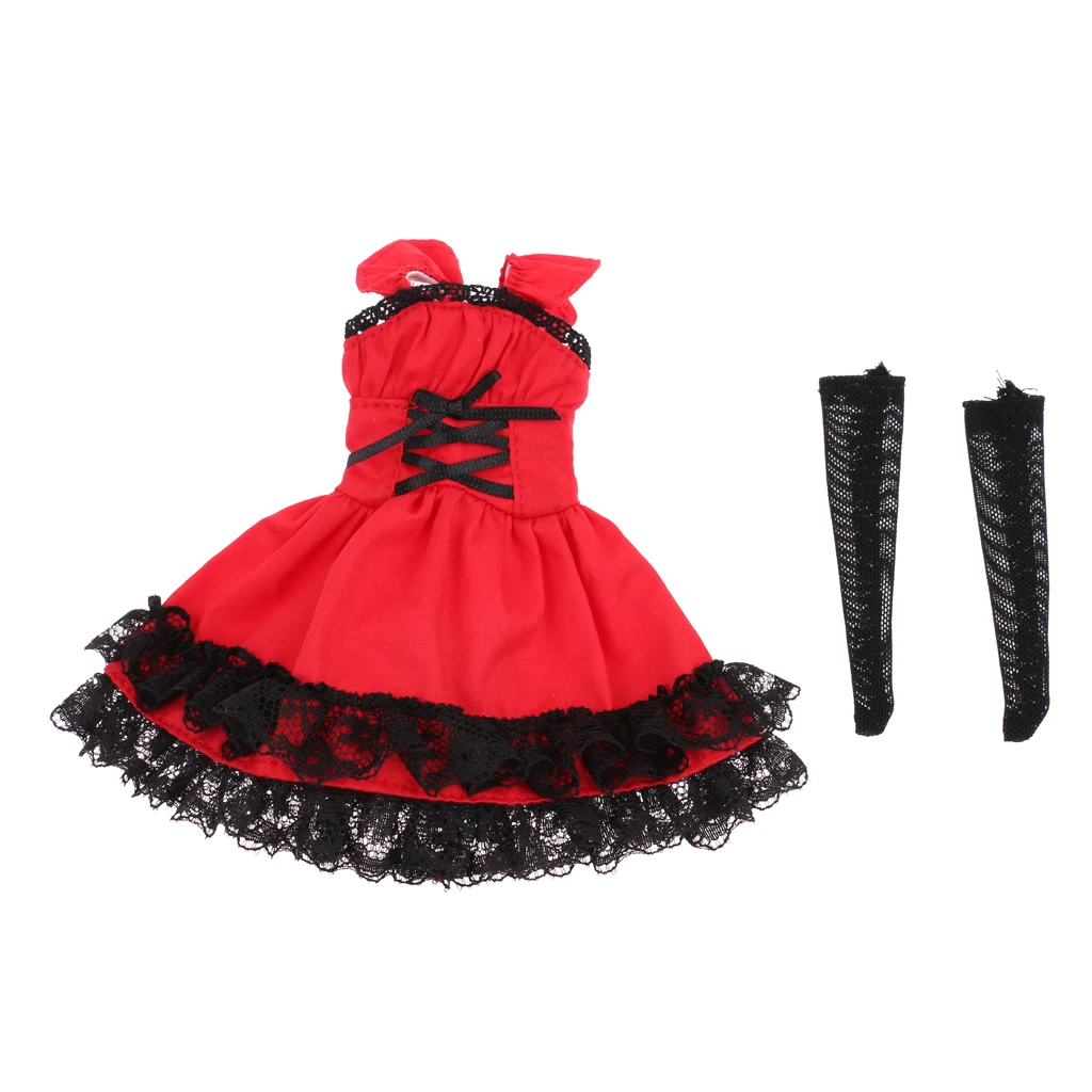 Enchanted Dress Stockings Set Outfit Clothes for 1/6 Doll Blythe Azone Licca