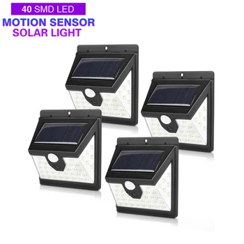 

4pcs Solar Wall Lamp 40 LED Solar Power Light 3 Modes Human Body Sensor Outdoor Waterproof Energy Saving Garden Yard Lights