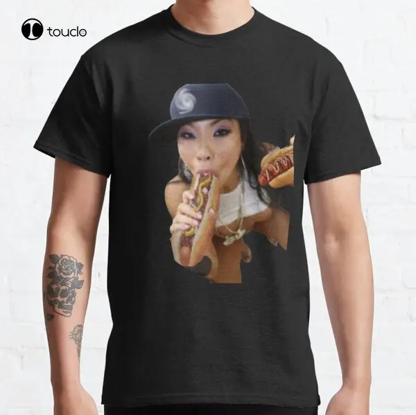 Asa Akira Interracial Orgy - Asa Akira Eats Hotdog Classic T-Shirt Tee Shirt - AliExpress