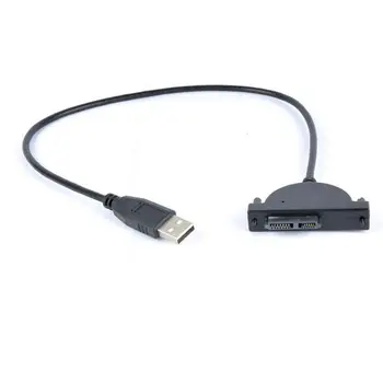 

300pcs/lot USB 2.0 to Mini Sata II 7+6 13Pin Adapter for Laptop CD/DVD ROM Slimline Drive Converter Cable Screws steady style