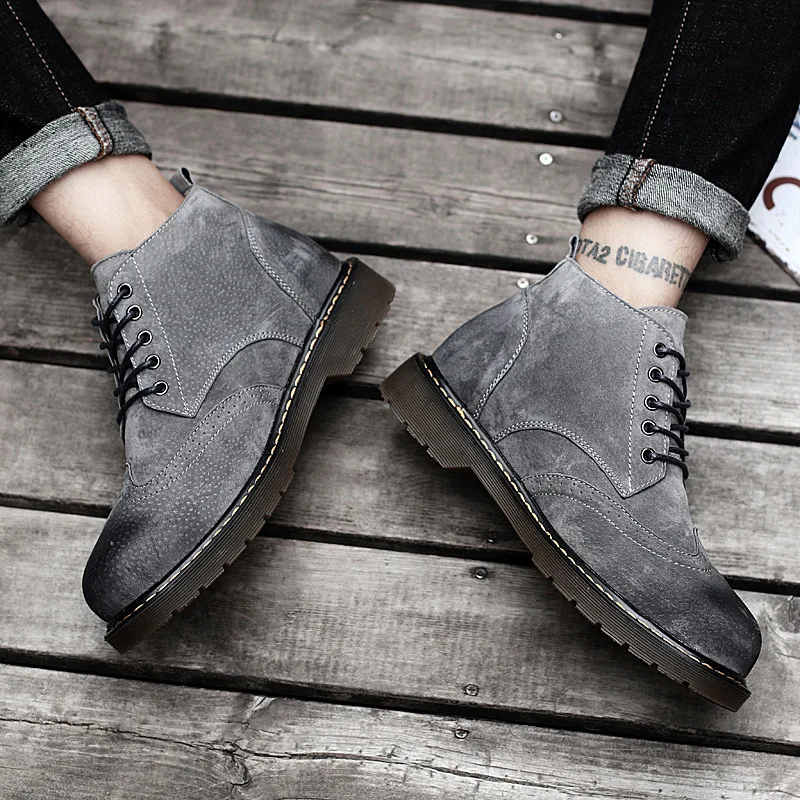 

New Style Autumn And Winter Martin Boots Men's Anti-slip Warm Leather Boots Trend Hight-top Boots