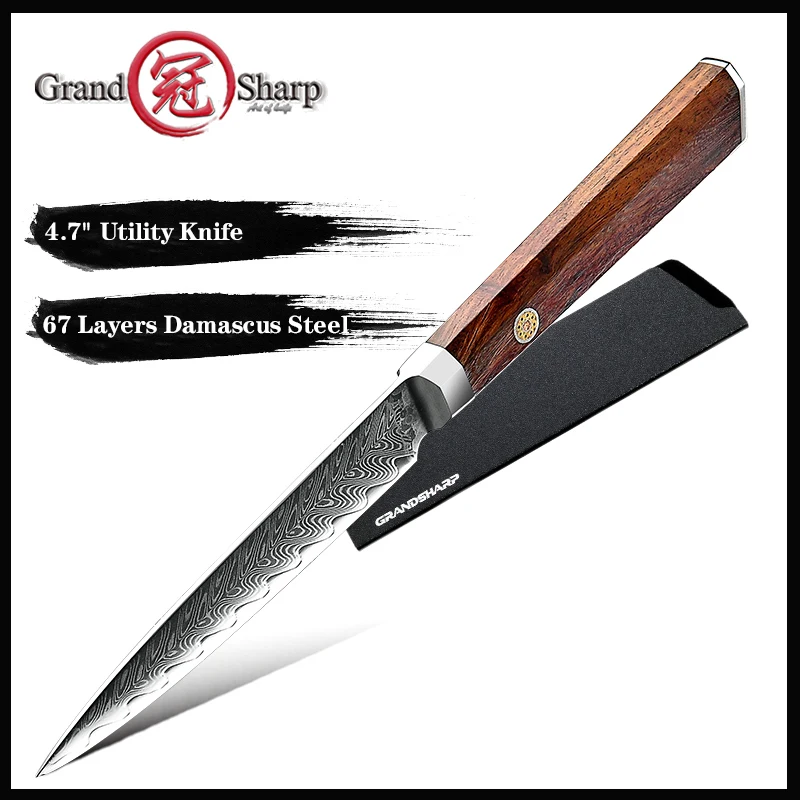 Нож Grandsharp из высокоуглеродистой дамасской нержавеющей стали 4 7 дюйма ручка