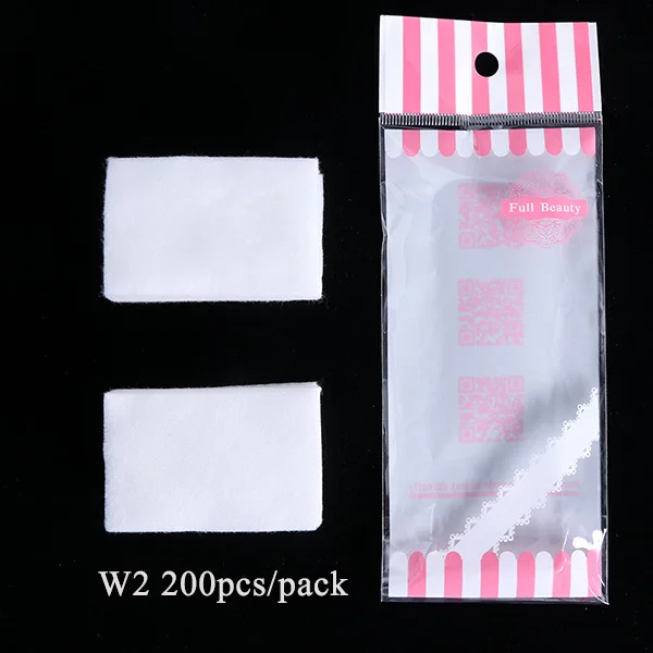 W2 200pcs 1 упаковка, Гель-лак для удаления лака, салфетки для ногтей, очищающая Безворсовая бумажная подушечка, впитывающая жидкость для снятия лака, маникюрные хлопковые салфетки, оберточная бумага, инструмент CH957-1 - Цвет: W2 200pcs