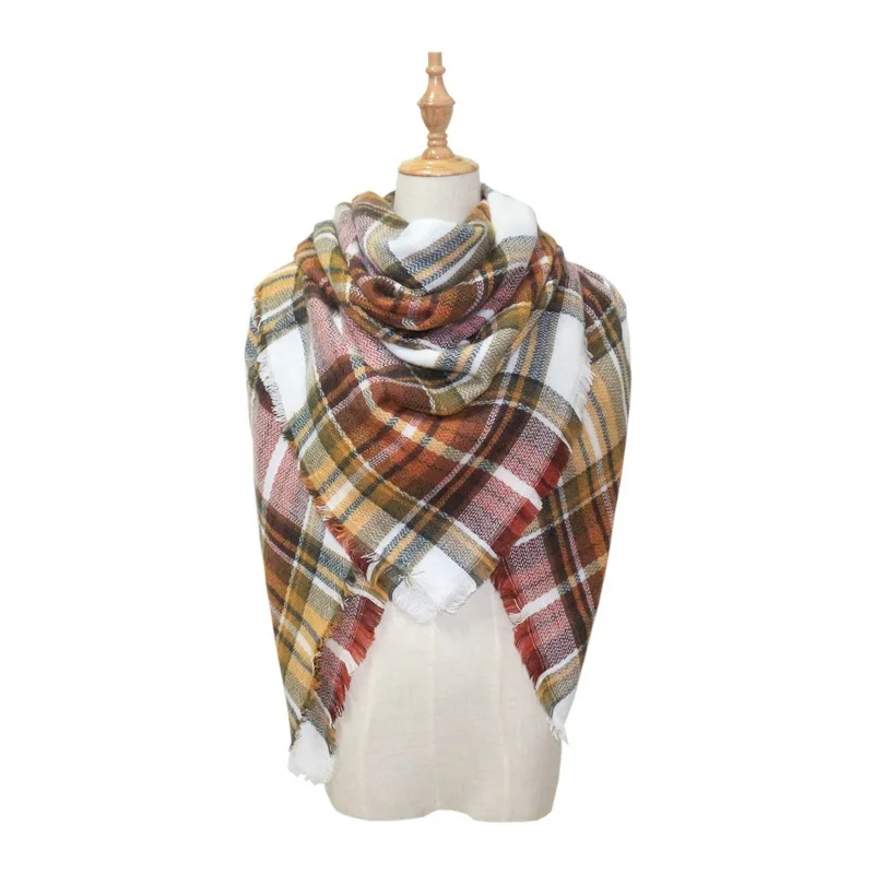 Зимний женский кашемировый шарф-платок классический клетчатый платок плед пончо бандана палантины треугольные пашмины шарф для женщин - Цвет: 3
