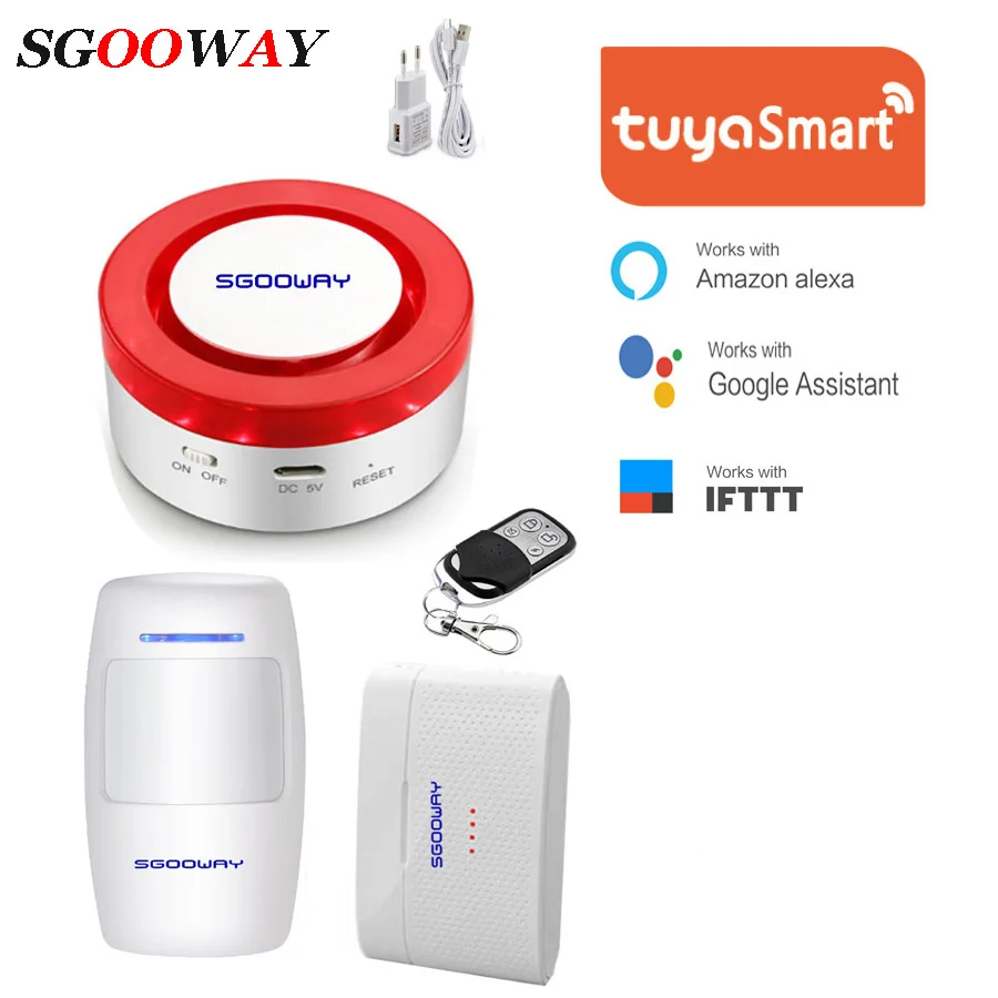 Sgooway Wi-Fi умная сирена сигнализация система оповещения о входах домашний детектор безопасности дистанционное управление Alexa Google Home - Цвет: Set B