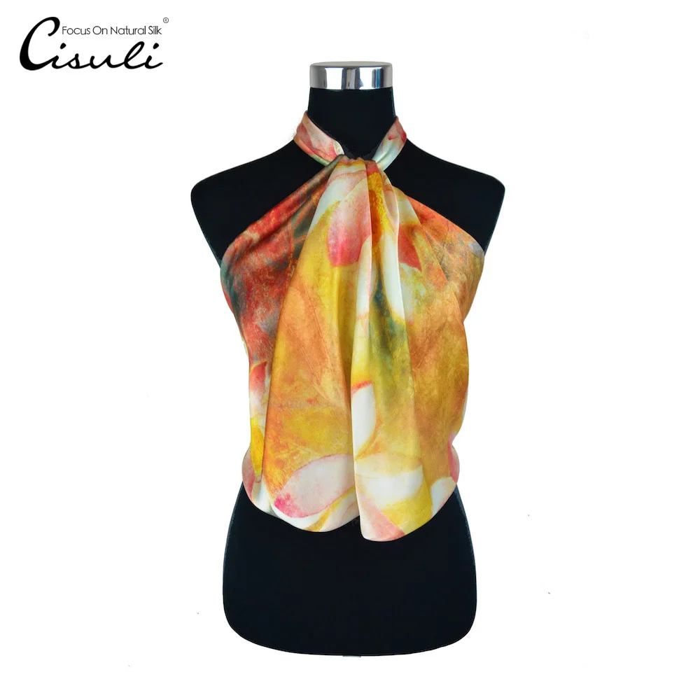 

CISULI 100% Silk Square Scarf 90X90cm Pure Silk Scarf Women Shawls Classic Hotseller Item Factory Direct