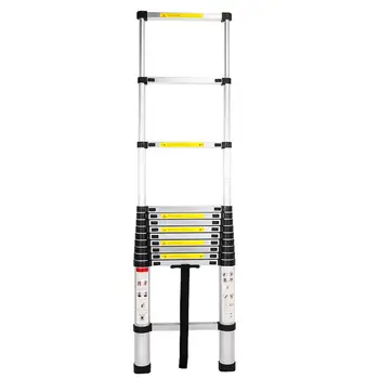 

Ship From US 380cm Extension Ladder Single Side 12-Step 30cm/step Max. Load 150kg Aluminum Stretchable Ladder Black Silver Color