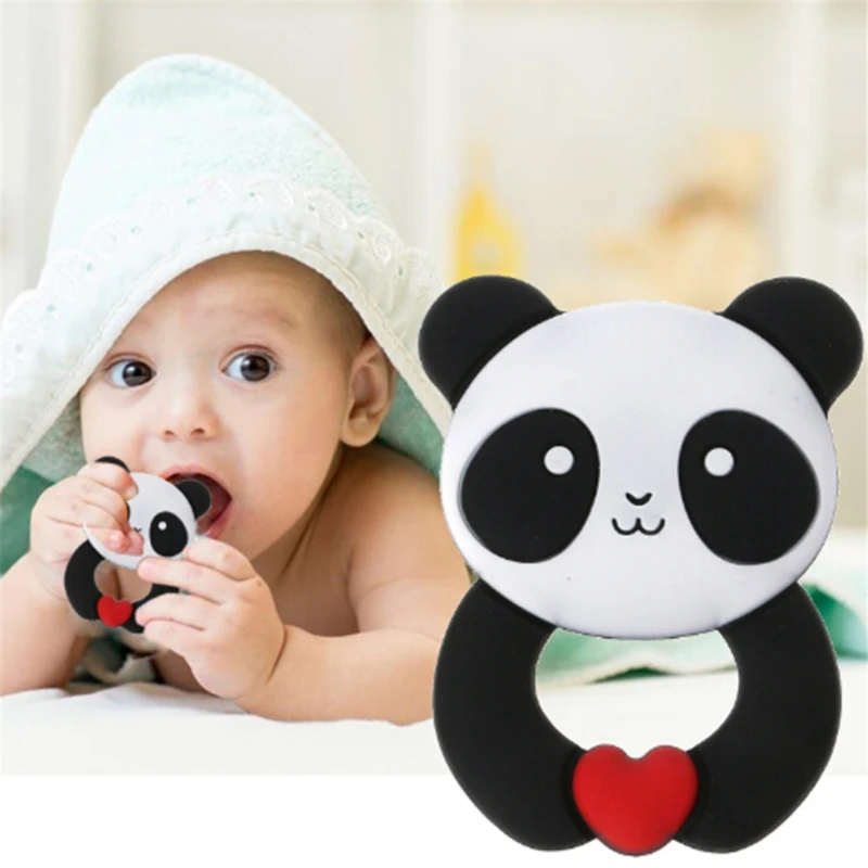 Панда, силиконовый Прорезыватель для зубов для малышей, прорезыватель, кольцо, прорезыватель, подвеска, ожерелье, сделай сам, Детская жевательная игрушка, подарок для младенцев