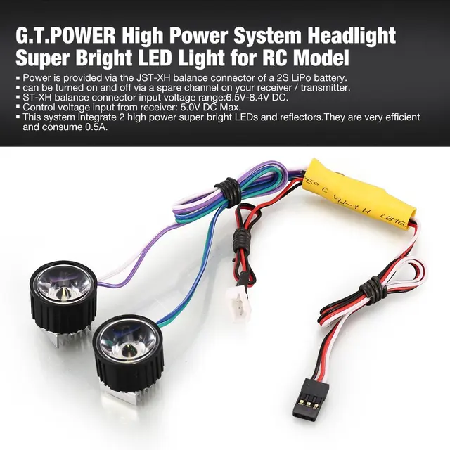 G.T.POWER High Power System Headlight Super Bright LED Light / Lamp for RC Car RC Crawler Airplane Boat Accessories 2