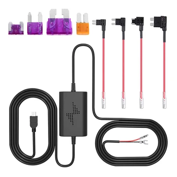 

12V-24V Universal HardWire Fuse Box Car Recorder Dash Cam Hard Wire Kit with Micro USB