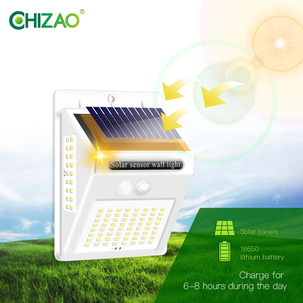 CHIZAO белый чехол 20LED 100LED Солнечный светильник наружный светильник ing для передней двери двора забор гаража ночной Светильник украшение открытый