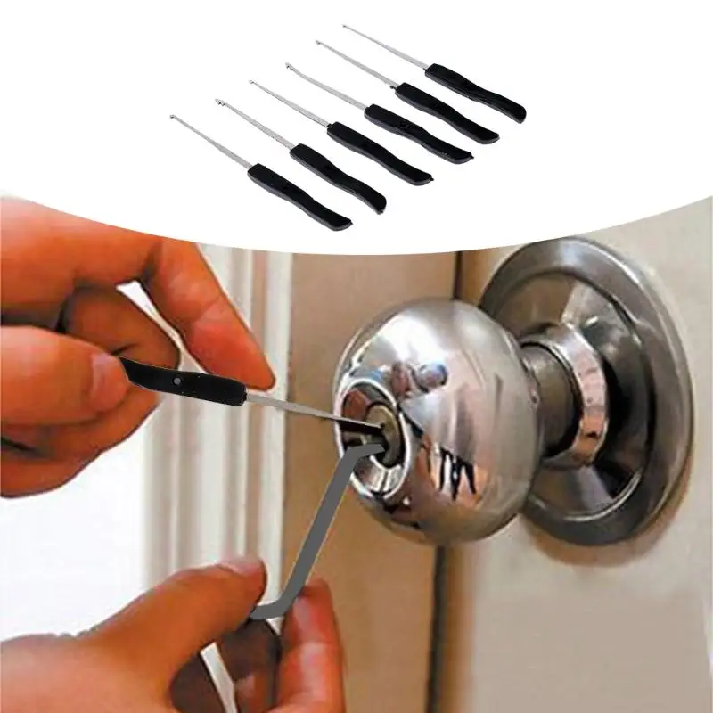 

5Pcs Locksmith Tools Double Row Tension Tools DIY Tool Removal Hooks Lock Set Hardware kit Locks Stainless Stell Lock Pick Tool