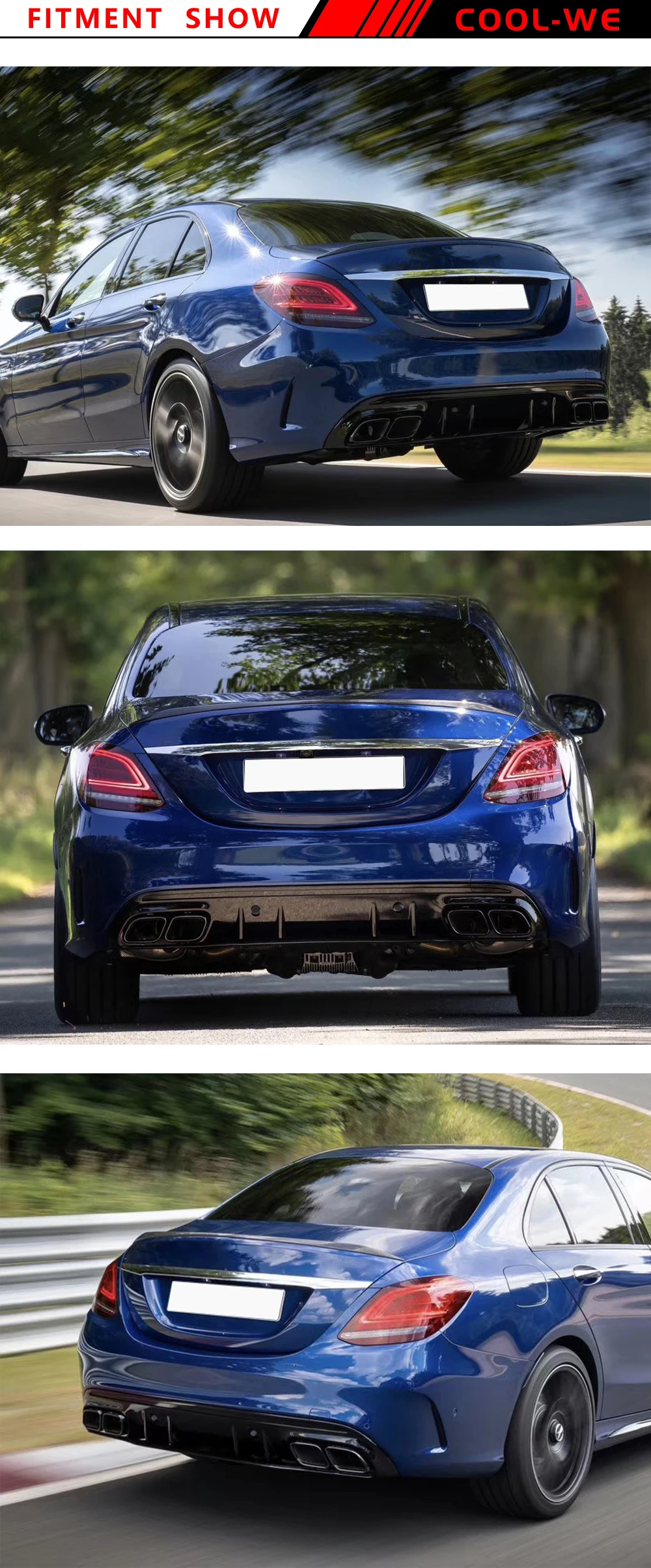 Для C63 рассеиватель AMG с выхлопные трубы для Mercedes Benz W205 C205 купе 2-дверный C200 C300 C43 AMG для C63 AMG заднего бампера v-стиля