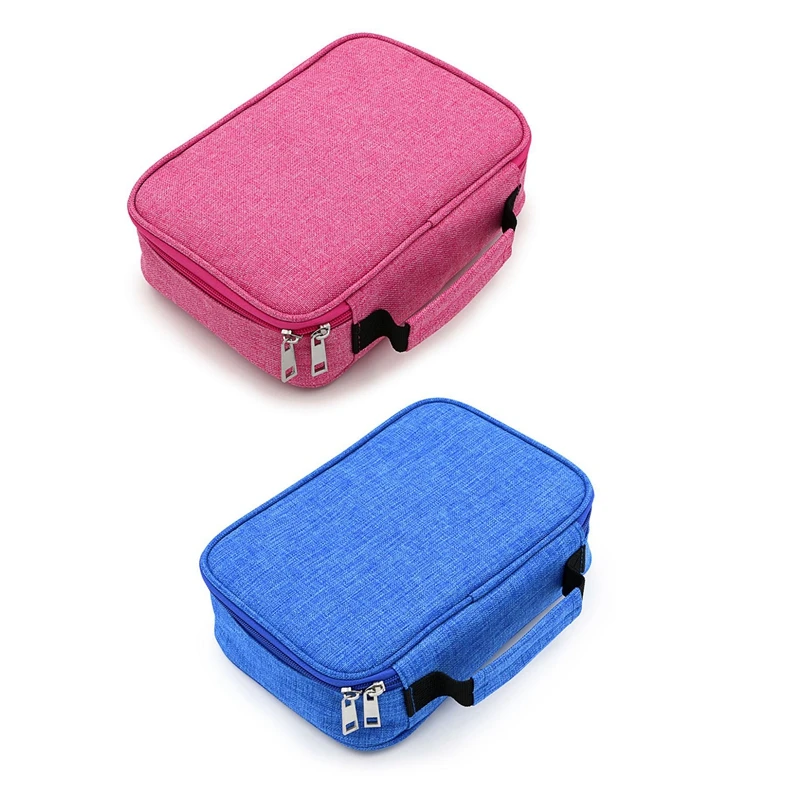 2Pcs 72 Holder Pen Colored Pencil Case School Multi-Functional High Capacity Zipper Pencil Bag for Student Art Supplies- Blue