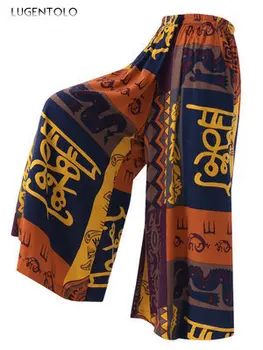 

Lugentolo Pants Women Plus Size Harajuku 5XL Wide Leg Pants Full Length Casual Loose Print Autumn Fashion Lady Pants