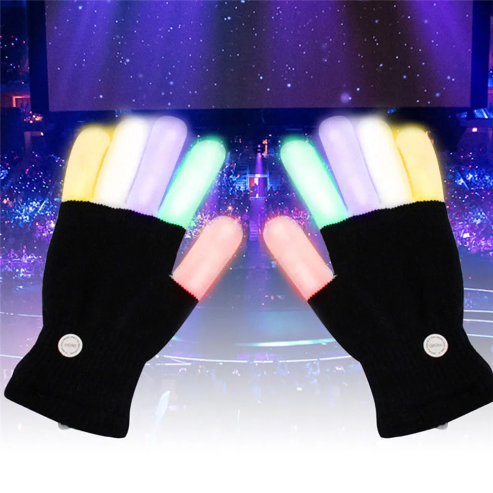 

Led Flashing Gloves Rave Christmas Party Glow Up Fingertip Multiple Colour Light Up Finger Tip Lighting Black